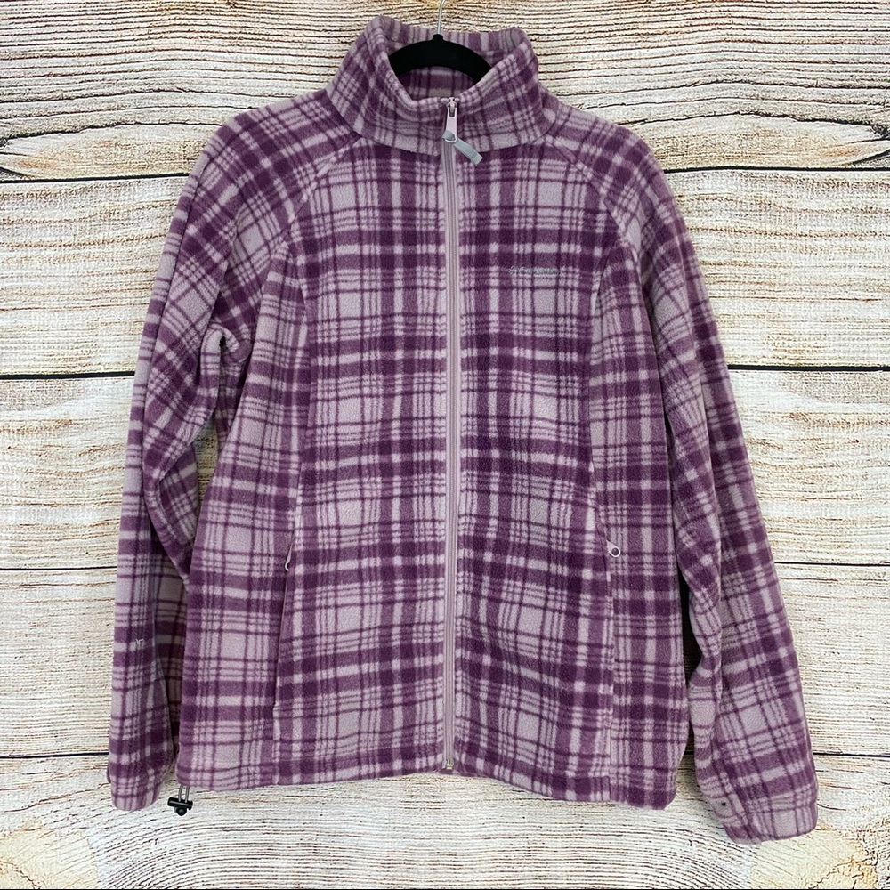 2/$15 Columbia Purple Plaid Fleece Jacket